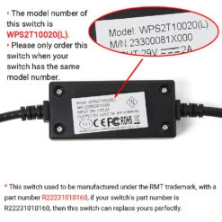 RMT R22231010160/WPS2T10020(L) 2 Button Switch For Recliner/Lift Chair -Power Adapter Store 3X4A8713