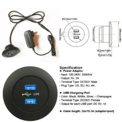 DIY Mounted Furniture USB Charging Port 5V 2A Dual USB With Power Adapter -Power Adapter Store 4 8d68bd45 6a9c 48f8 862a f63842efbbfd