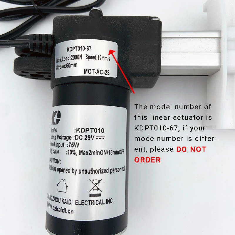 KDPT010-67 Kaidi Linear Actuator For Power Recliner Lift Chair 4 KDPT010-67 Kaidi Linear Actuator For Power Recliner Lift Chair - Image 2