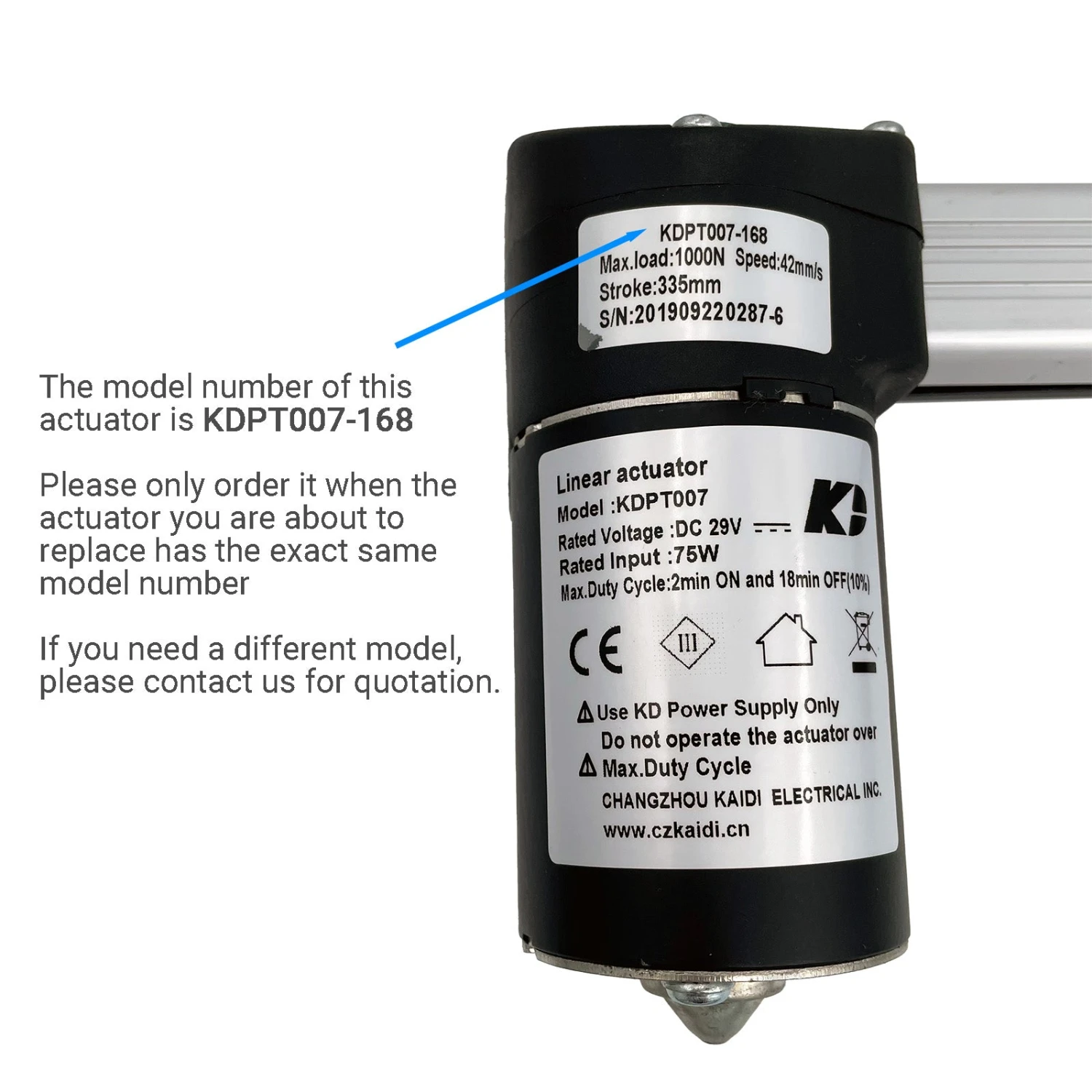 Kaidi KDPT007-168 Linear Actuator 4 Kaidi KDPT007-168 Linear Actuator - Image 2
